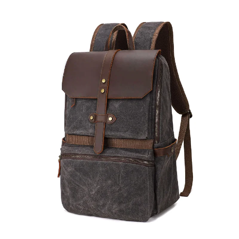 Inspired Bags For Luxury Fashion Lovers Vintage Leather and Canvas Laptop Backpack - Fits 15.6" Laptop 15L