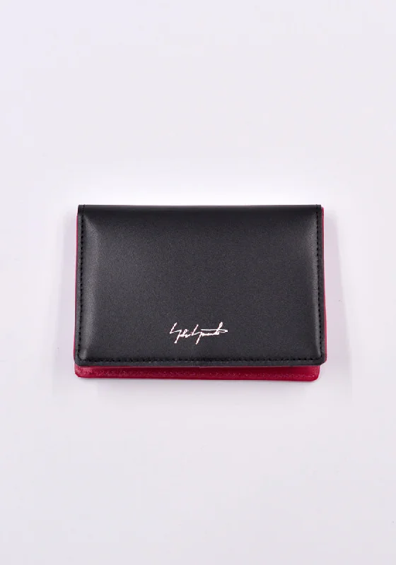 Affordable Bags For College Students On Sale YOHJI YAMAMOTO DISCORD DD-A07-705 LEATHER CARD HOLDER BLACK/PINK