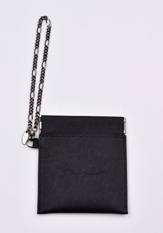 Seasonal Sale Bags YOHJI YAMAMOTO DISCORD DD-A20-715 SPRING MOUTH COIN CASE BLACK LEATHER