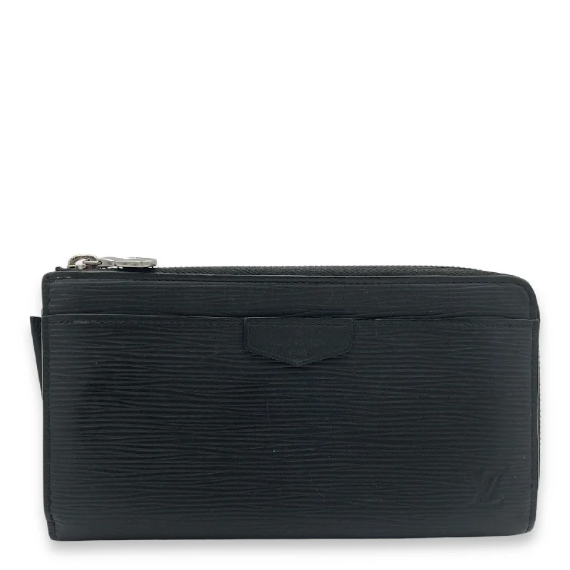 Minimalist Bags For Clean And Modern Aesthetics Zippy Wallet Black in Epi Leather, Silver hardware