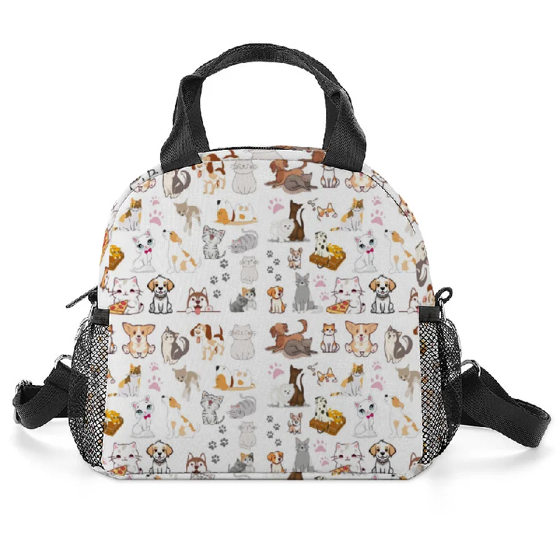 Seasonal Clearance Bags For Summer, Winter, Etc. Cats & Dogs Insulated Lunch Bag with Handles & Shoulder Strap