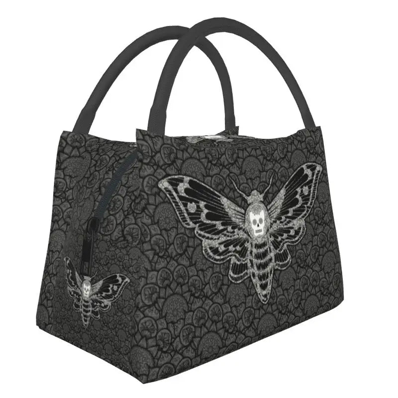 Versatile Bags That Suit Any Outfit Or Event Death Moth Large Reusable Insulated Lunch Bag