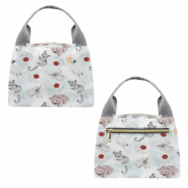 Lightweight Bags For Senior Travelers Australian Animals Koala, Sugar Glider, Wombat  Portable Lunch Bag-Grey Handle