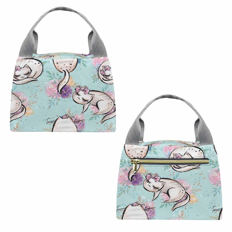 Affordable Bags Blue Cats  Portable Lunch Bag-Grey Handle