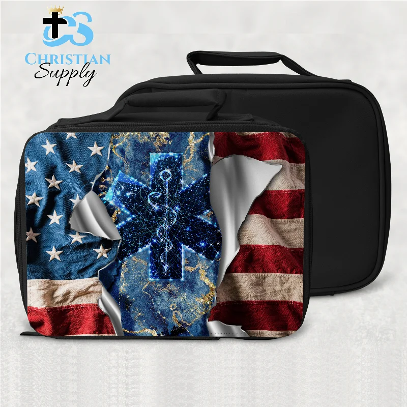 Bags With Tsa-Approved Features EMS Paramedic Flag Lunch Bag