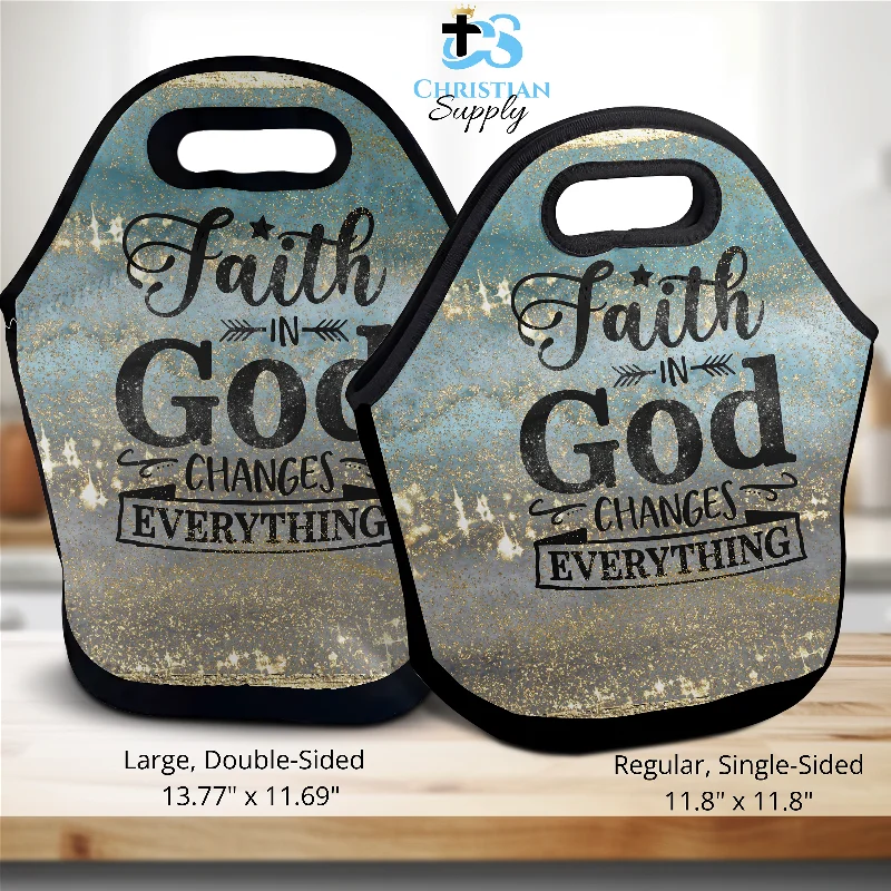 Seasonal Clearance Bags For Summer Faith in God Changes Everything Lunch Bag