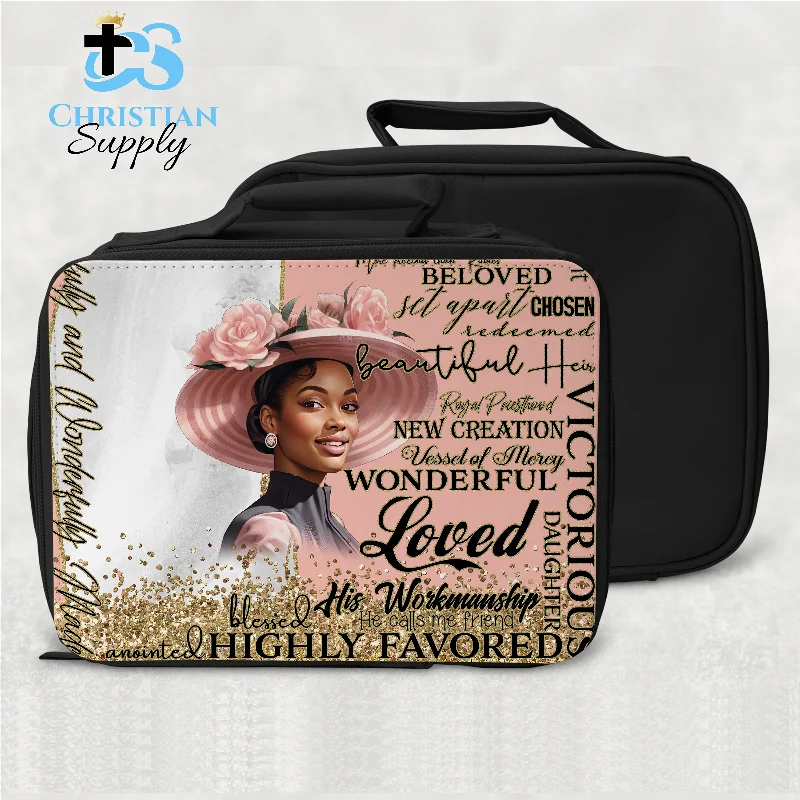 Festive Holiday Gift Bags Fearfully and Wonderfully Made Pink Lunch Bag