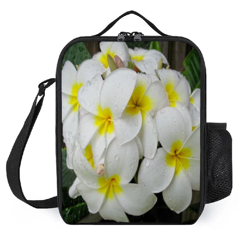 Luxury Bags With Premium Materials And Craftsmanship Fresh White Frangipanis Small Insulated Lunch Bag