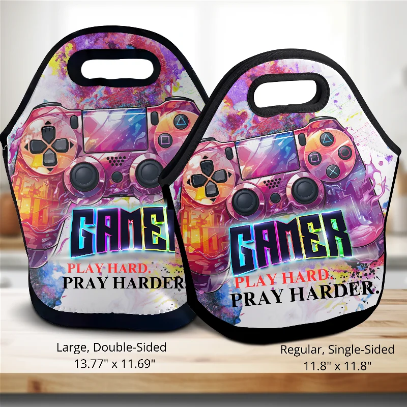 Affordable Bags For Budget Shoppers Gamer Play Hard Pray Harder Lunch Bag