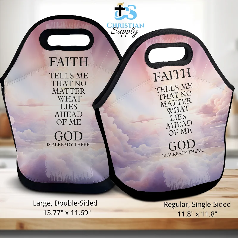 Vintage-Inspired Faith Tells Me God is Already There Clouds Lunch Bag