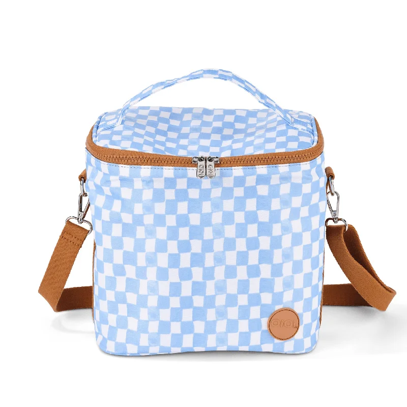 Vintage-Inspired Midi Insulated Lunch Bag/Pumping Bag - Blue Check