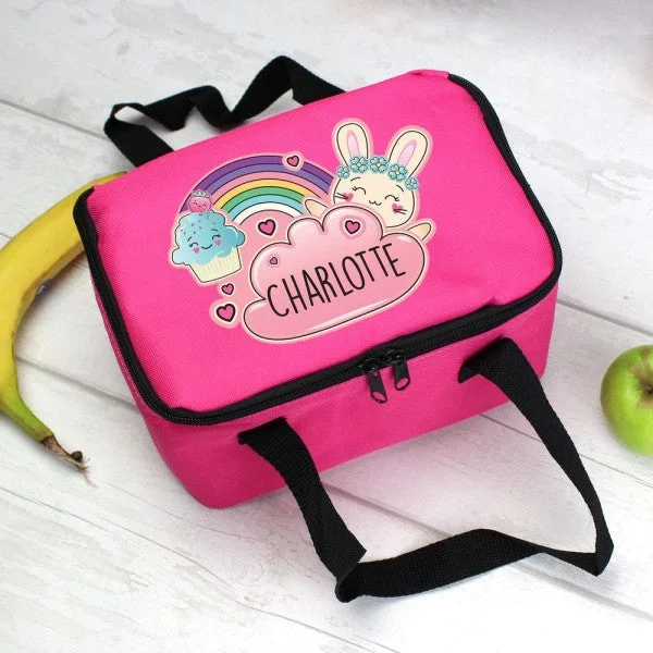 Inspired Bags For Affordable Luxury Personalised Cute Bunny Pink Lunch Bag