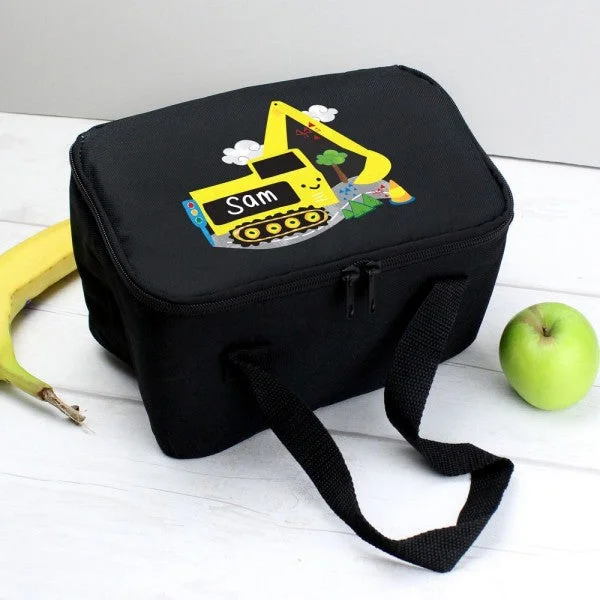 Bags For Urban And Trendy Looks Personalised Digger Black Lunch Bag