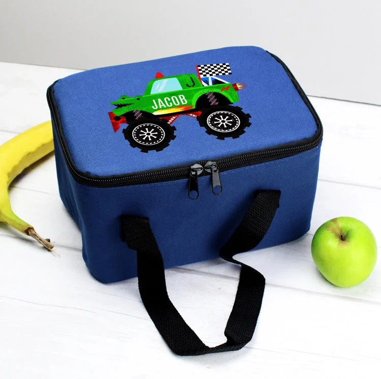 Trendy Bags Personalised Monster Truck Blue Lunch Bag