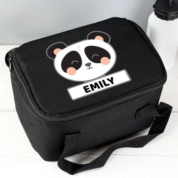 Compact Bags For Minimalist Travelers Personalised Panda Black Lunch Bag