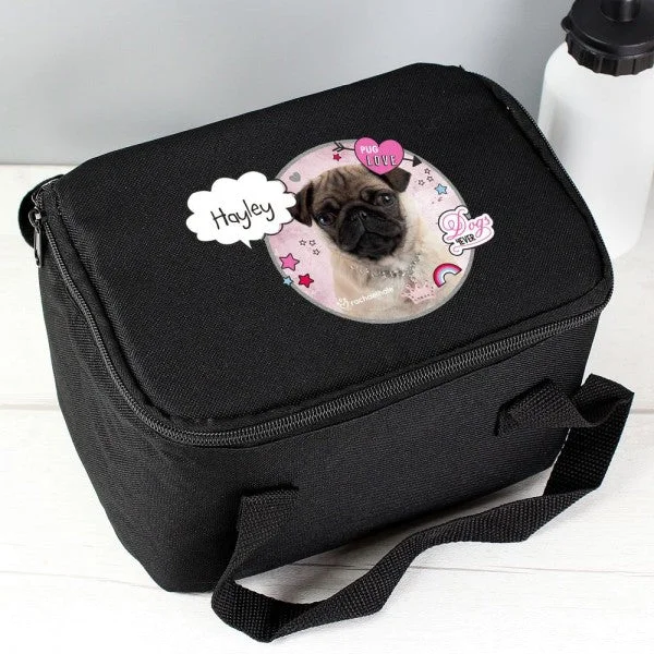 Trendy Bags For Sales Personalised Rachael Hale Doodle Pug Black Lunch Bag