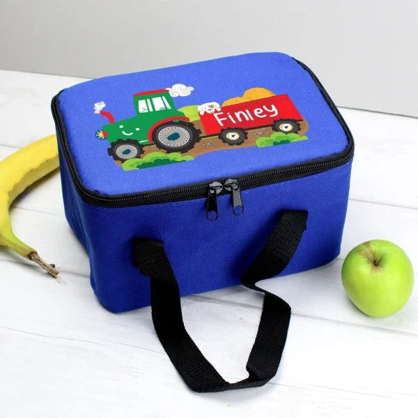 Black Friday Deals On Stylish Handbags Personalised Tractor Blue Lunch Bag