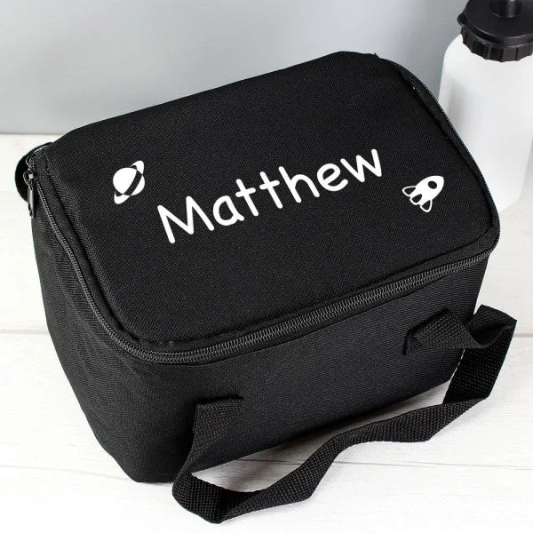 Odor-Resistant And Budget Bags Personalised White Rocket Black Lunch Bag