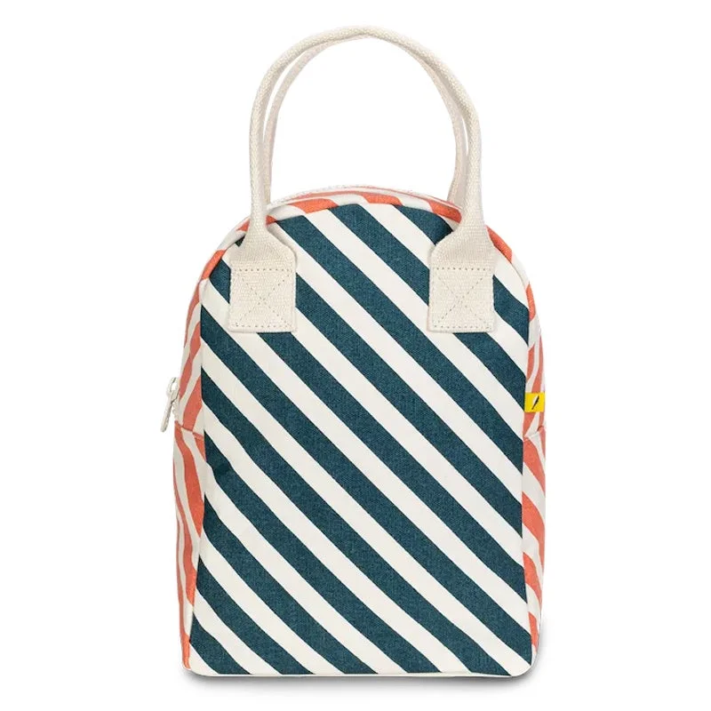 Genuine Bags On Clearance Sale Fluf Zipper Lunch Bag - Stripe Teal/Apricot