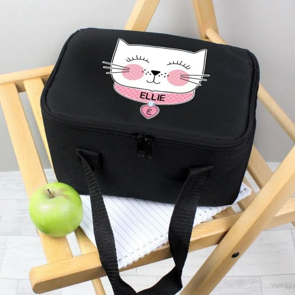 Discounted Designer Bags For Clearance Sale Personalised Cute Cat Black Lunch Bag